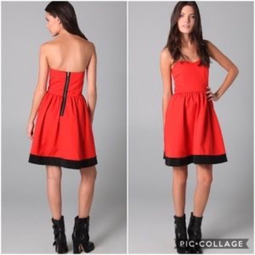 Euc! Thread Social Red Poppy Sweetheart Dress Strapless Size 6